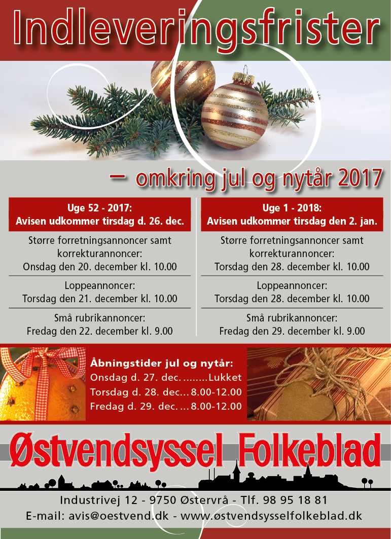OBS! Ændrede indleveringsfrister OBS! Ændrede indleveringsfrister