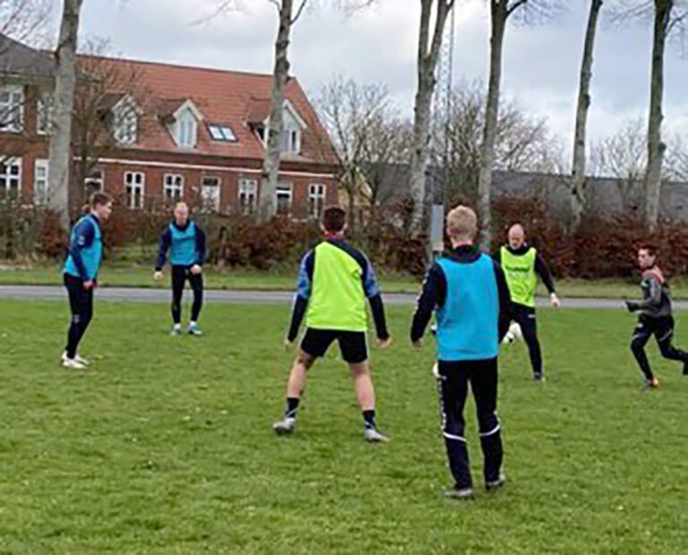 Fodboldspillere på græs
