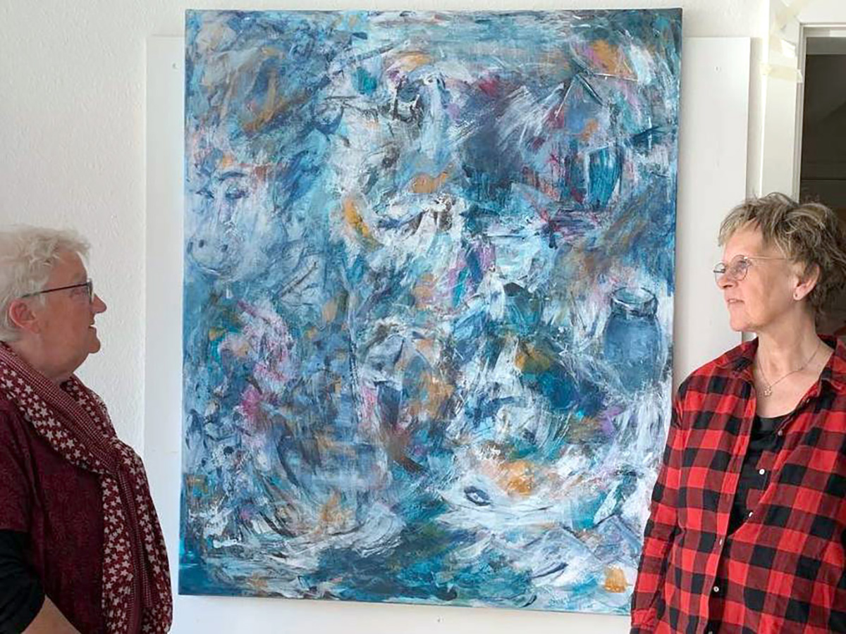 Onsdagsmalerne sætter et kæmpe maleri på højkant Onsdagsmalerne sætter et kæmpe maleri på højkant